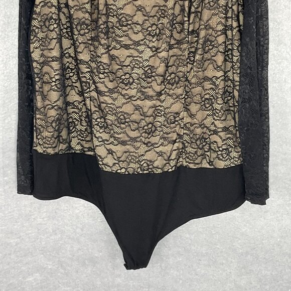 Torrid Bodysuit Women Sz 3x Black Lace Sheer Long‎ Sleeve Scoop Neckline Boho - Picture 5 of 12